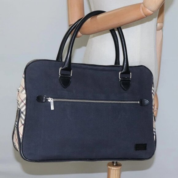 BURBERRY Blue Label Hand Bag Canvas Navy Auth ti2805 - Picture 14 of 16